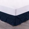 100% Cotton 600 Thread Count Pinch Pleated Bed Skirt, 1 Piece Pinch Pleat Bed Skirt 15" Drop Split Corner Bed Skirt (Queen Size, Navy Blue) view 1