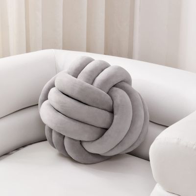 Sioloc Soft Knot Ball Pillows,Round Throw Pillow Cushion Home Decoration Plush Pillow,Throw Knotted Pillow Handmade Round Plush Pillow7.8inches,Grey