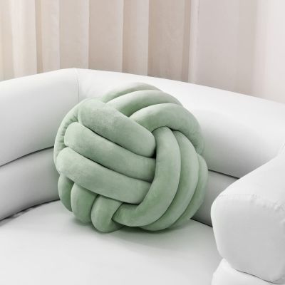 Sioloc Soft Knot Ball Pillows,Round Throw Pillow Cushion Home Decoration Plush Pillow,Throw Knotted Pillow Handmade Round Plush Pillow7.8inches,Green