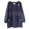 FYYSJW Aprons for Women with Pockets, Cotton And Linen Long Sleeve Aprons,Chef Cooking Cute Work Apron for Teens Adult Smock,Navy,44" Wx34 L view 1