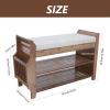 WANLECY Shoe Rack Bench, 31 Inch 2-Tier Entryway Bench with Storage Basket and Side Drawer Cushion Removable for Entrance Hall, Living Room view 2