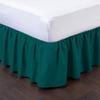100% Cotton 600 Thread Count 1 Piece Dust Ruffle Bed Skirt 12" Drop Dust Ruffle with Platform, Gathered Styling (Twin Size, Teal) view 2