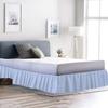 100% Cotton 600 Thread Count 1 Piece Dust Ruffle Bed Skirt 15" Drop Dust Ruffle with Platform, Gathered Styling (Queen Size, Light Blue) view 1