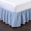 100% Cotton 600 Thread Count 1 Piece Dust Ruffle Bed Skirt 15" Drop Dust Ruffle with Platform, Gathered Styling (Queen Size, Light Blue) view 2