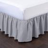 100% Cotton 600 Thread Count 1 Piece Dust Ruffle Bed Skirt 15" Drop Dust Ruffle with Platform, Gathered Styling (Queen Size, Light Grey) view 2
