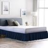 100% Cotton 600 Thread Count 1 Piece Dust Ruffle Bed Skirt 15" Drop Dust Ruffle with Platform, Gathered Styling (Full Size, Navy Blue) view 1