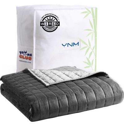 YnM Cooling Weighted Blanket for Adults, Cooling & Cozy Velvet Dual-Sided, 15lbs Heavy Bed Throw for One Person of 140lbs, Four Seasons Use (60x80 Inches, Queen Bed, Dark/Light Grey)