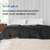 YnM Cooling Weighted Blanket for Adults, Cooling & Cozy Velvet Dual-Sided, 15lbs Heavy Bed Throw for One Person of 140lbs, Four Seasons Use (60x80 Inches, Queen Bed, Dark/Light Grey) view 2