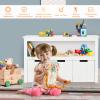 GOFLAME Kids' Toy Storage Cabinet, Wooden Children's Storage Organizer with 3 Removable Drawers, Rolling Wheels and Open Shelf, Kids Bookshelf for Reading, Storing, Playing view 3