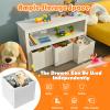 GOFLAME Kids' Toy Storage Cabinet, Wooden Children's Storage Organizer with 3 Removable Drawers, Rolling Wheels and Open Shelf, Kids Bookshelf for Reading, Storing, Playing view 4