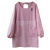 FYYSJW Aprons for Women with Pockets, Cotton And Linen Long Sleeve Aprons,Chef Cooking Cute Work Apron for Teens Adult Smock,Pink,44" Wx34 L view 1