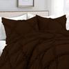 Silentnight 3 Piece Diamond Ruffle Comforter Set 100% Egyptian Cotton 800 Thread Count Premium Hotal Quality 400GSM, Oversized Queen (98" x 98") Inches - Chocolate Solid view 3