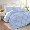3 Piece Diamond Ruffle Comforter Set 100% Egyptian Cotton 800 Thread Count Premium Hotal Quality 400GSM, Super King (116" x 98") Inches - Light Blue Solid view 2