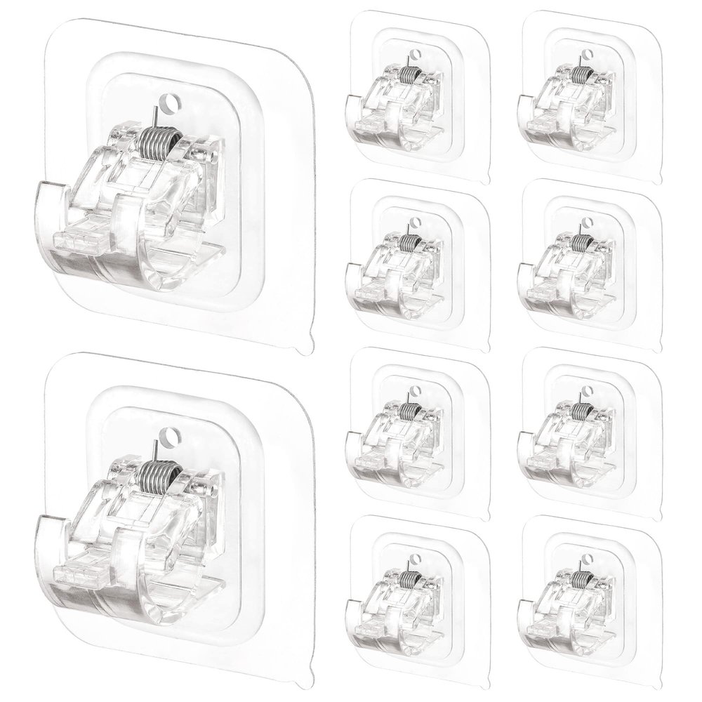 10PCS Curtain Rods No Drilling,Bracket No Drill Curtain Rod Brackets Self Adhesive Curtain Rod Holders Nail Free Adjustable Curtain Rod Hooks Curtain Hangers for Bathroom Kitchen Bathroom Hotel