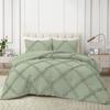3 Piece Diamond Ruffle Comforter Set 100% Egyptian Cotton 800 Thread Count Premium Hotal Quality 400GSM, Oversized Queen (98" x 98") Inches - Sage Solid view 1