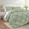 3 Piece Diamond Ruffle Comforter Set 100% Egyptian Cotton 800 Thread Count Premium Hotal Quality 400GSM, Oversized Queen (98" x 98") Inches - Sage Solid view 2