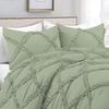 3 Piece Diamond Ruffle Comforter Set 100% Egyptian Cotton 800 Thread Count Premium Hotal Quality 400GSM, Oversized Queen (98" x 98") Inches - Sage Solid view 3