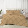 Silentnight 3 Piece Diamond Ruffle Comforter Set 100% Egyptian Cotton 800 Thread Count Premium Hotal Quality 400GSM, Oversized Queen (98" x 98") Inches - Taupe Solid view 1