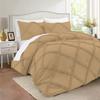 Silentnight 3 Piece Diamond Ruffle Comforter Set 100% Egyptian Cotton 800 Thread Count Premium Hotal Quality 400GSM, Oversized Queen (98" x 98") Inches - Taupe Solid view 2