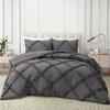 1 Piece Diamond Ruffle Comforter 100% Egyptian Cotton 800 Thread Count Premium Hotal Quality 400GSM, Full/Queen Size (90" x 90") Inches - Dark Grey Solid view 1
