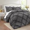 1 Piece Diamond Ruffle Comforter 100% Egyptian Cotton 800 Thread Count Premium Hotal Quality 400GSM, Full/Queen Size (90" x 90") Inches - Dark Grey Solid view 2