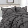 1 Piece Diamond Ruffle Comforter 100% Egyptian Cotton 800 Thread Count Premium Hotal Quality 400GSM, Full/Queen Size (90" x 90") Inches - Dark Grey Solid view 3