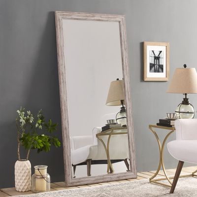 Naomi Home Farmhouse Full-Length Mirror with Wood Frame  Rustic XL Oversized Floor Mirror, Tall Full Body Standing or Wall Mirror, Rustic Wood Mirror Full Length for Bedroom, White Finish