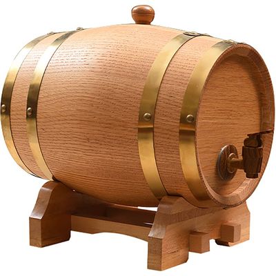 3L Oak Wine Barrel, Vintage Timber Spirits Whiskey Storage Dispenser with Barrel Tap,Built-in Aluminum Foil Liner and Wooden Stand for Storing Beer Whiskey Rum(Color:Brown,Size:one Size)