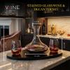 Artisanal Hand-Painted Decanter & Stemless Wine Glasses Set  Mothers Day, Wife, Mom, or Friends  Romantic Stained Glass Windows, 2-Piece Set  Birthday or Housewarming Gift Idea view 2