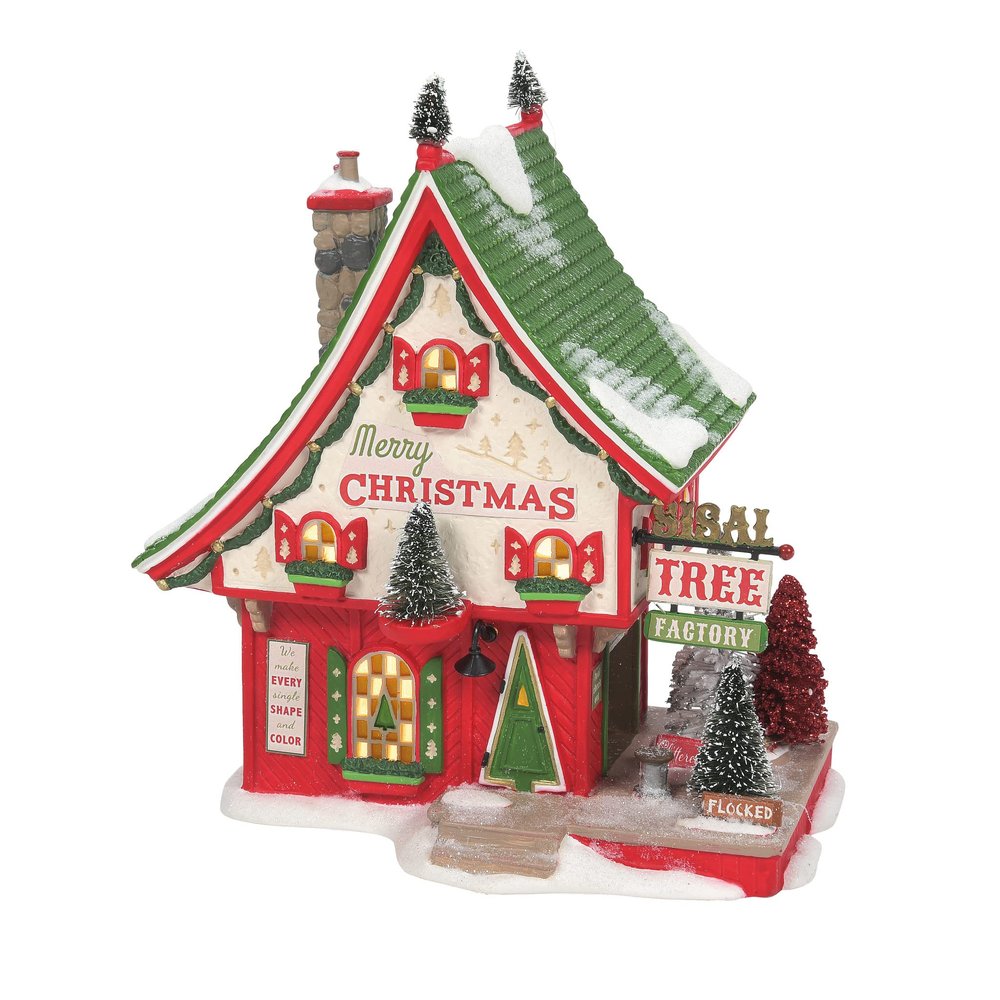 Department 56 North Pole Village Sisal Tree Factory Lit Building, 7.76 Inch, Multicolor