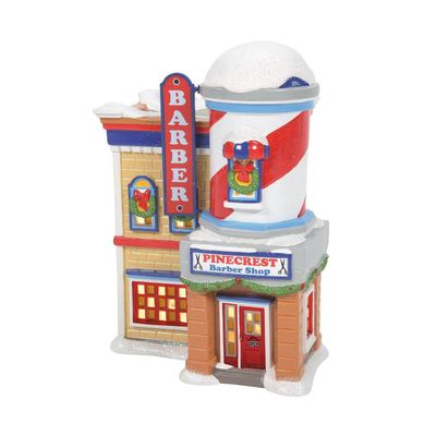 Department 56 Peanuts Village Pinecrest Barber Shop Lit Building, 7.44 Inch, Multicolor