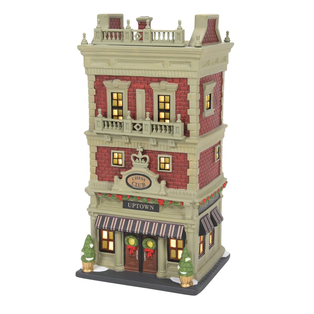 Department 56 Christmas in The City Village Uptown Chess Club Lit Building, 8.7 Inch, Multicolor