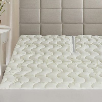 Waterproof Jacquard and Viscose derived from Bamboo, Blend Fitted Topper, Top Split Cal King Mattress Pad by Royal Hotel