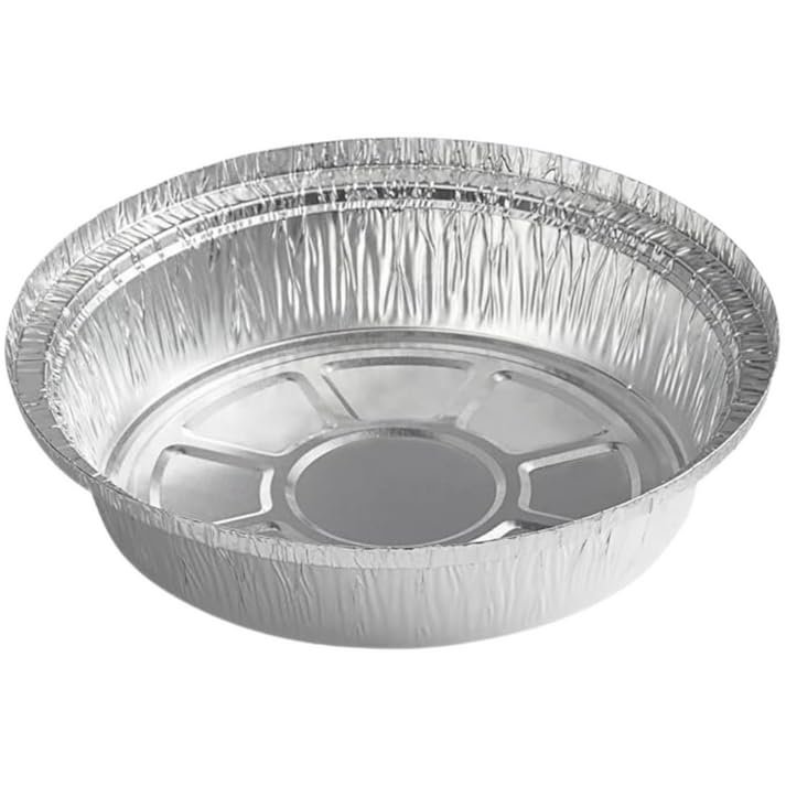 9inch Round Aluminum Foil Pan Sets Takeout to-Go Disposable WITHOUT LID, Silver, 9inch Pan WITHOUT Lids