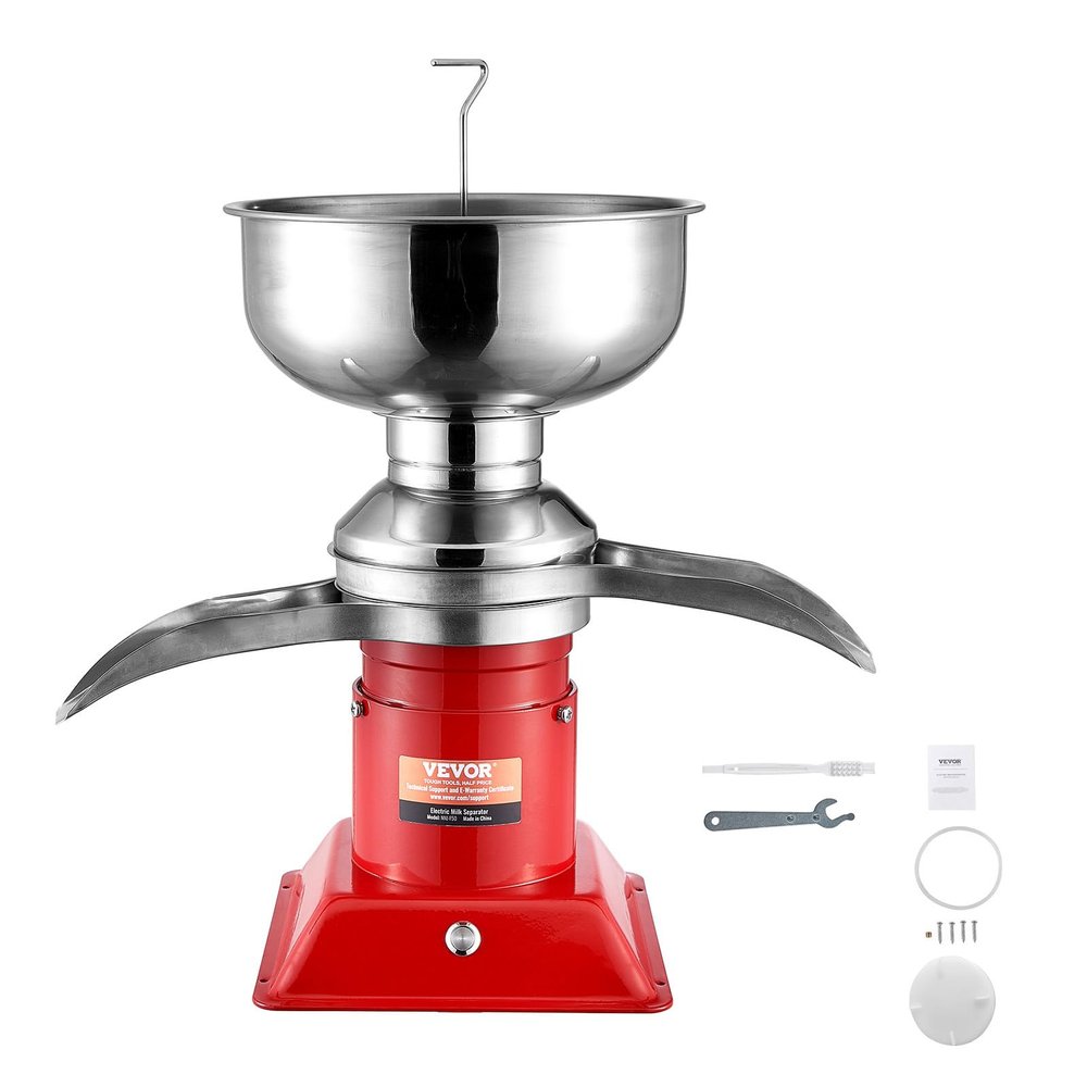 VEVOR Milk Cream Separator, 100L/h Output Cream Centrifugal Separator, 304 Stainless Steel Milk Skimmer with 5L Bowl Capacity, 10500RPM Rotating Speed Cream Separator, Perfect for Dairy Farm Family