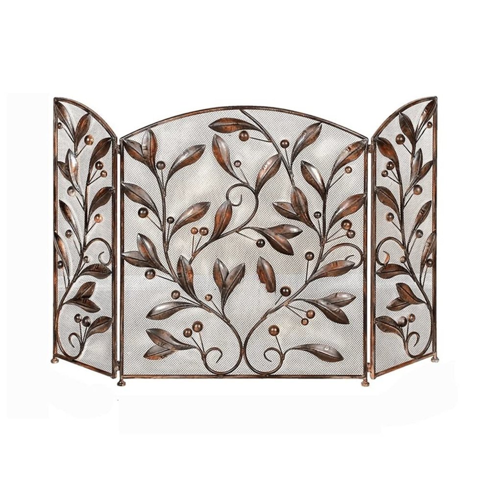 YANZHEXIN Metal Fire Screen Foldable Metal Mesh 3 Panels Fireplace ...