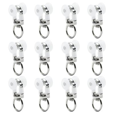 Heyiarbeit 50Pcs Curtain Track Rollers Plastic Twin Wheeled Carriers Drapery Rail Sliding Glider for Windows Shower Curtain Tracks 0.55" Dia
