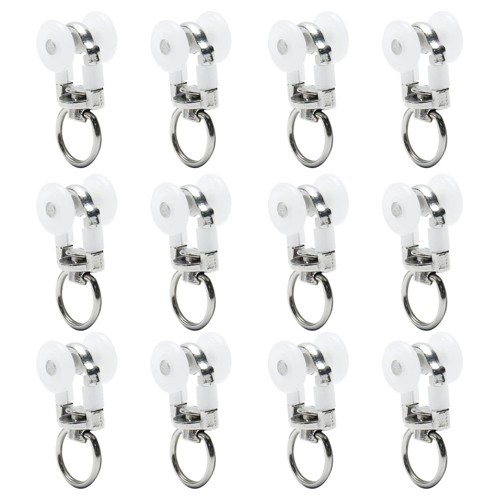 Heyiarbeit 50Pcs Curtain Track Rollers Plastic Twin Wheeled Carriers Drapery Rail Sliding Glider for Windows Shower Curtain Tracks 0.55" Dia