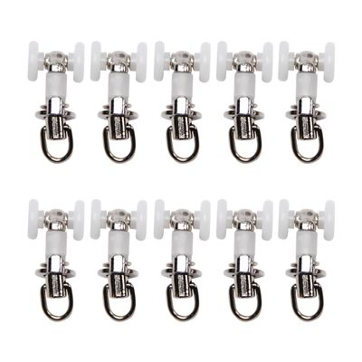 Heyiarbeit 50Pcs Curtain Track Rollers Plastic Twin Wheeled Carriers Drapery Rail Sliding Glider for Windows Shower Curtain Tracks 0.41" Dia