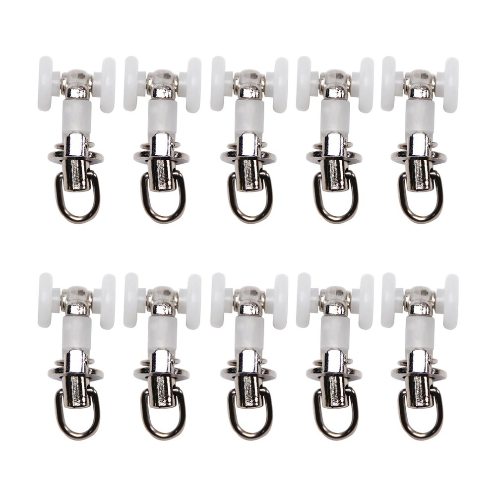 Heyiarbeit 50Pcs Curtain Track Rollers Plastic Twin Wheeled Carriers Drapery Rail Sliding Glider for Windows Shower Curtain Tracks 0.41" Dia