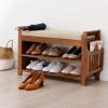 DNYSYSJ Shoe Bench Shoe Rack Organizer,Shoe Bench Shoe Rack Boot Organizer for Hallway Entryway 2-Tier Bamboo Cushion Storage Shelf view 1