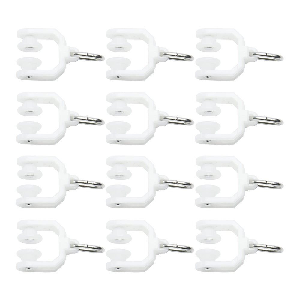 Heyiarbeit 80Pcs Curtain Track Rollers Plastic Twin Wheeled Carriers Drapery Rail Sliding Glider for Windows Shower Curtain Tracks 0.35" Dia