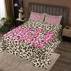 Homewish Leopard Print Bedspread Queen Size,Love Pink Coverlet Set 3pcs for Kids Teens Girls Boys Room Decor, Cheetah Animal Fur Quilted Coverlet Brown Bedding Quilt with 2 Pillowcases view 1