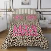 Homewish Leopard Print Bedspread Queen Size,Love Pink Coverlet Set 3pcs for Kids Teens Girls Boys Room Decor, Cheetah Animal Fur Quilted Coverlet Brown Bedding Quilt with 2 Pillowcases view 2