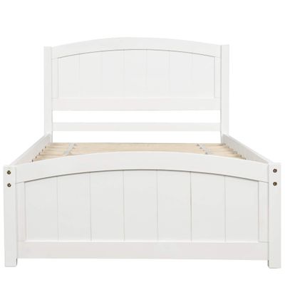Wood Kids Twin Bed Frame with Headboard & Footboard, Twin Size Platform Bed for Boys and Girls, Twin Beds with Solid Wood Slats for Kids Teens Adults, No Box Spring Needed White.