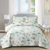 Junsey 3Pcs Ocean Theme Quilts Set Full/Queen Size Lightweight Coastal Bedding Beach Theme Bedspread Coverlet All Season Nautical Bed Sheet with 2 Pillowshams(Light Blue, Full/Queen) view 1