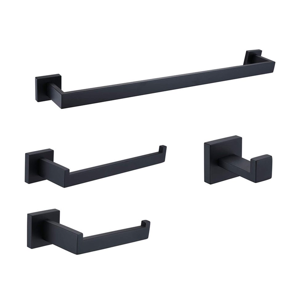 TYZK Shower Shelves Bathroom Hardware Set, Bathroom Accessories, Stainless Steel Bathroom Hardware Set, Towel Rail Toothbrush Holder Bathing Accessories (Color : 4 Piece Bathrrom Set)