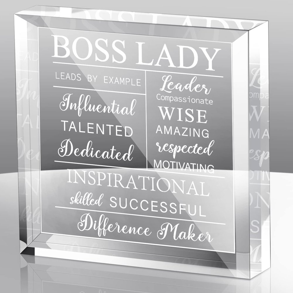 Yalikop Boss Lady Gifts for Women Desk Decor Sign,Classic Style,White