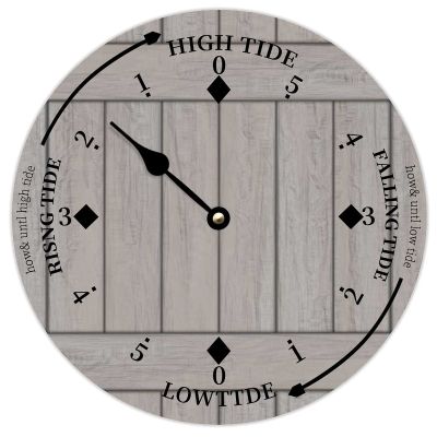 Alioyoit Wooden Tide Clock Grey Wood East Coast Ocean Time Clock Wood Tidal Clock with High and Low Tide Vintage Wall Hanging Tide Movement Clock for Beach House Home Decor Novelty Gift