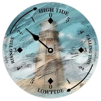 Alioyoit Wooden Tide Clock Lighthouses East Coast Ocean Time Clock Wood Tidal Clock with High and Low Tide Vintage Wall Hanging Tide Movement Clock for Beach House Home Decor Novelty Gift